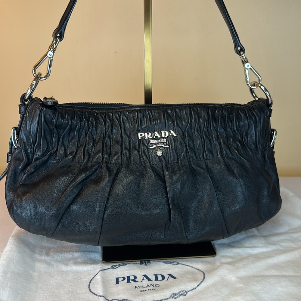 EUC! Prada Black Leather Shoulder Bag. Very soft leather.